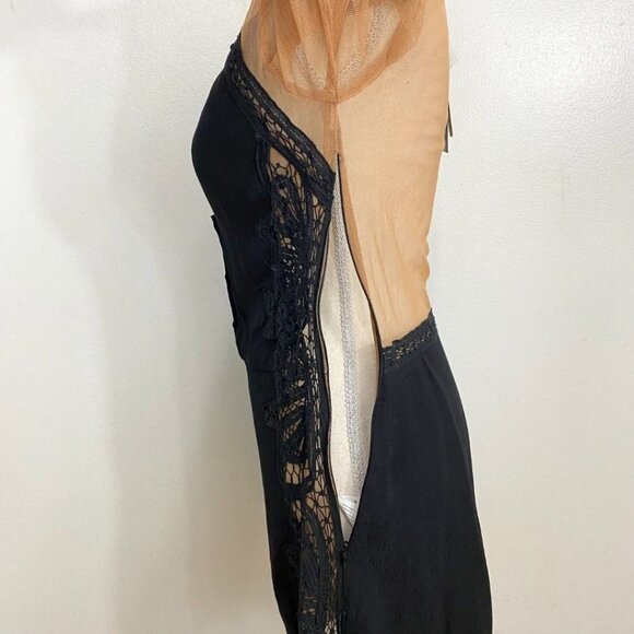 NWT FOR LOVE & LEMONS VALENTINA BLACK EMBROIDERED NUDE SHEER MESH ROMPER - S - Picture 8 of 13